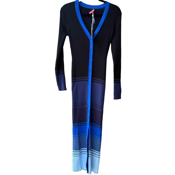 STAUD Long Sleeve Dress in Black and Blue - Picture 2 of 7